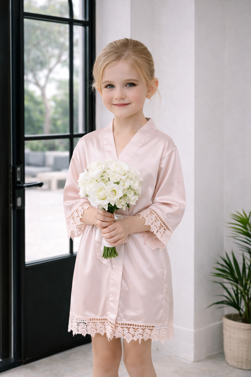 Champagne Satin & Lace Bridesmaid Robes